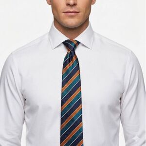 Boss Hugo Boss Men's Green Gold Diagonal Stripe 100% Silk Tie